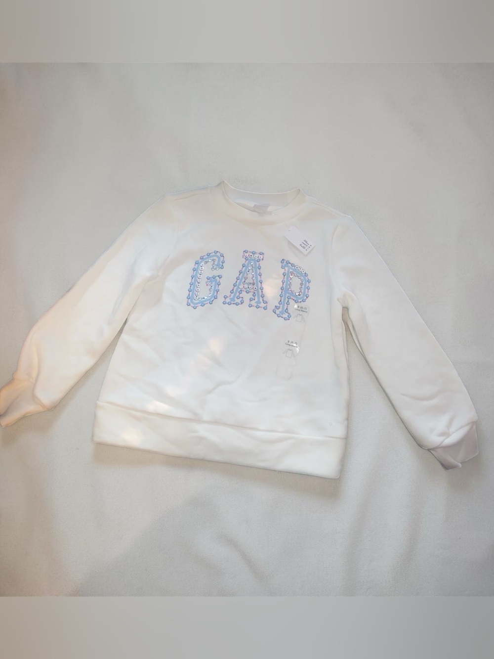Gap Kids girls' sweatshirt featuring a blue pink, silver logo size 6-7 - Picture 3 of 3